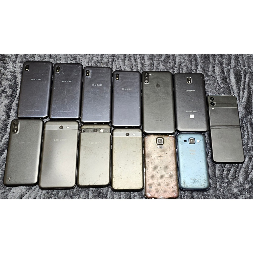 Samsung Galaxy Smartphone Lot 13 Units Parts Repair J7 J3 S5 Z Flip AS-IS